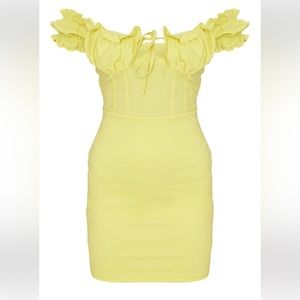 CLOSET CLEAROUT ✨ Lemon Bardot Frill Detail Bodycon Dress